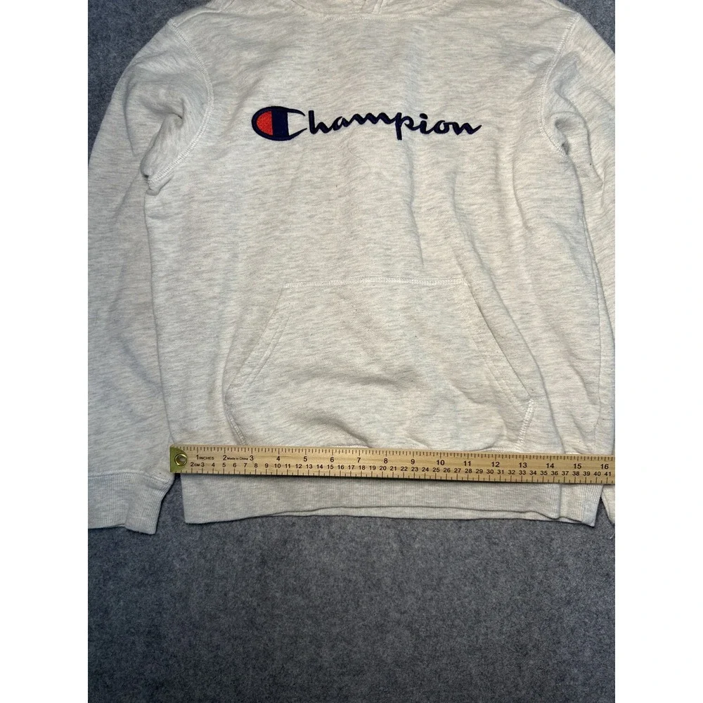 Champion Authentic Athleticwear Hoodie Boys L Grey Heather Logo Fleece Pullover‎